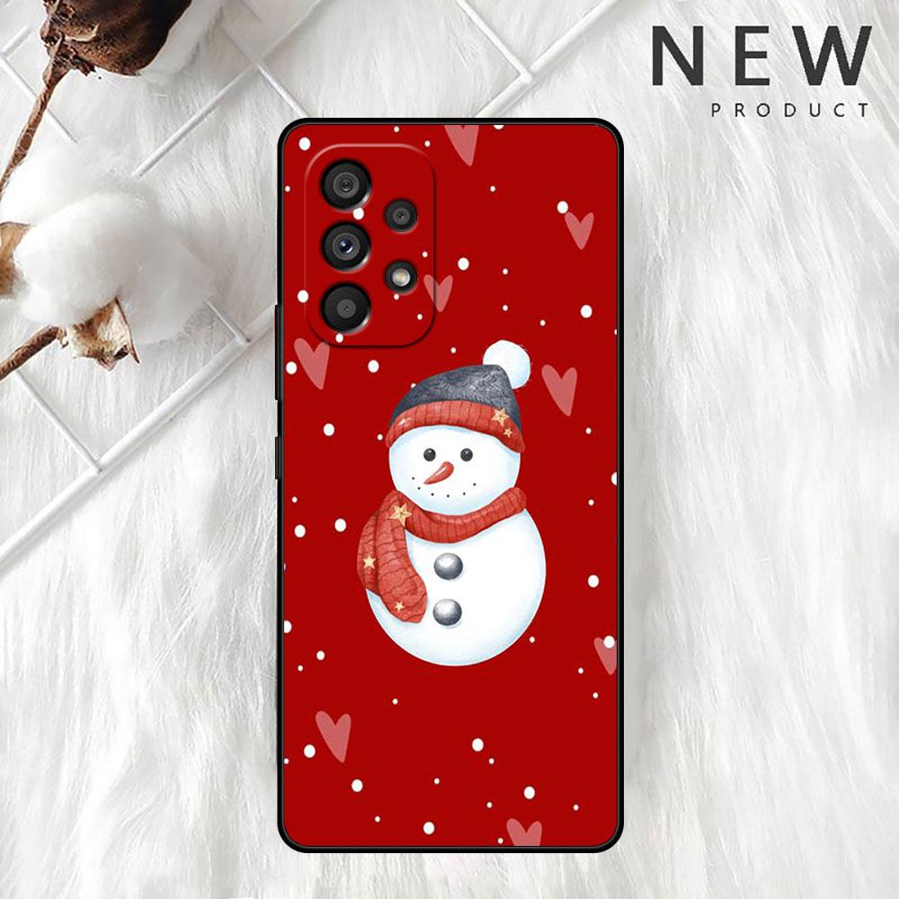 Рождественский чехол со снеговиком из мультфильма для Samsung Galaxy A52 A12 A51 A53 A33 A71 A32 A31 A21 A01 A11 A22, черный чехол из ТПУ для телефона