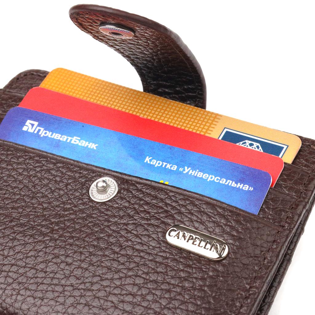 Компактный мужской кошелек из натуральной зернистой кожи CANPELLINI Purse 21686 Коричневый