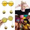 Oversize Round Sparkling Sunglasses Retro Thick Frame Sunglasses with Ball Pendant Vintage Disco Glasses