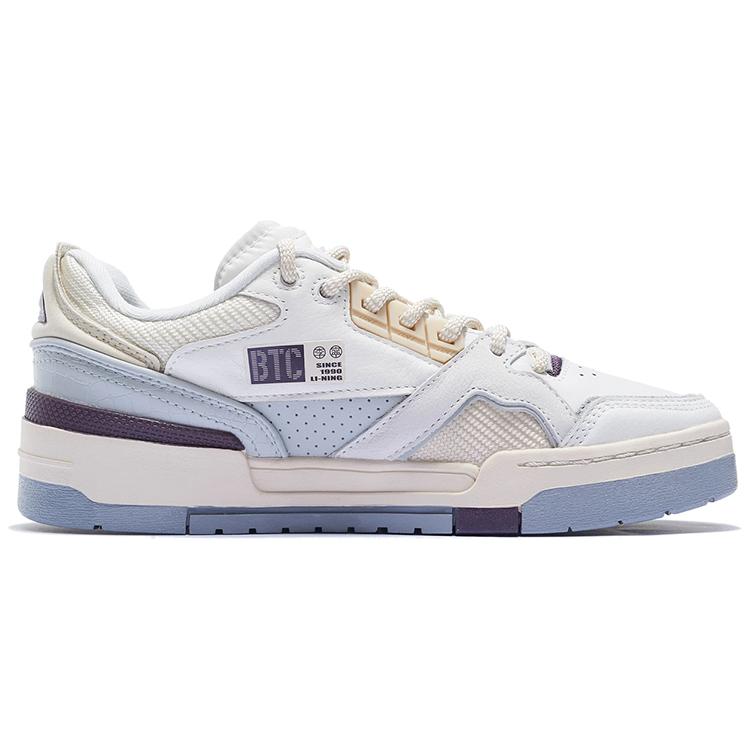 Li Ning 001 BTC SP Низкие Скейтбордические Кроссовки Женские Бело-Фиолетовые AZGS092-1