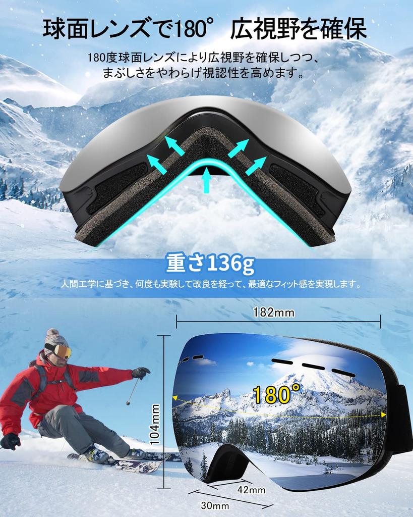 CHMKSTC и Сноубордические очки с двойными УФ сферическими линзами широкого обзора, съемные OTG, для шлема, вращающиеся, унисекс, спортивные, подходят для гор и