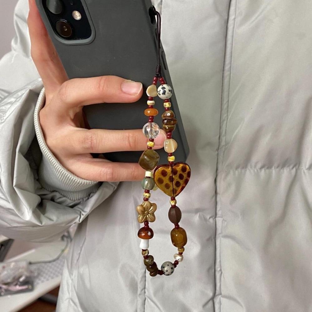 Resin Wrist Lanyard Strap Retro Bracelet Keychain Y2K Bag Pendant For Girl Woman