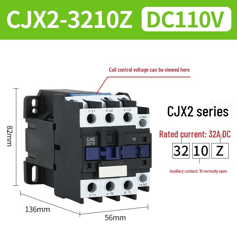 DC Контактор CJX2: Модели 1210, 0910, 1810, 2510 - Варианты напряжения: 12В, 24В, 48В, 110В, 220В, 380В