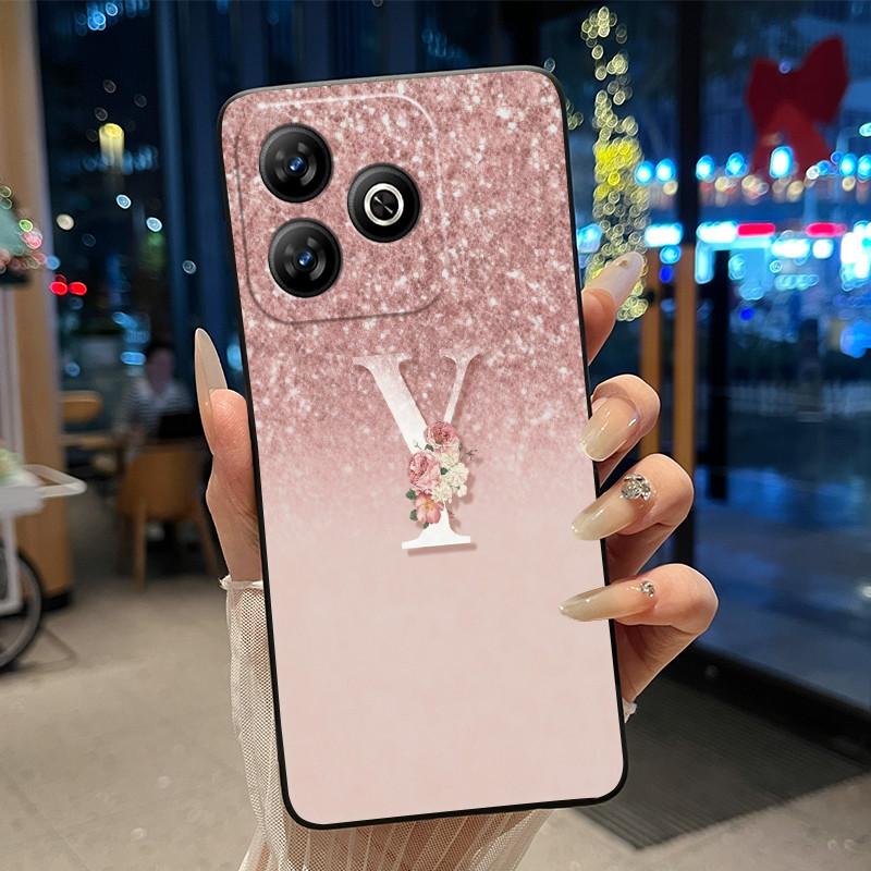 Модный чехол с буквой и цветком для пары на ZTE Blade V60 4G/Axon 60 4G/Nubia V60, мягкий силиконовый черный чехол, защитный от царапин корпус