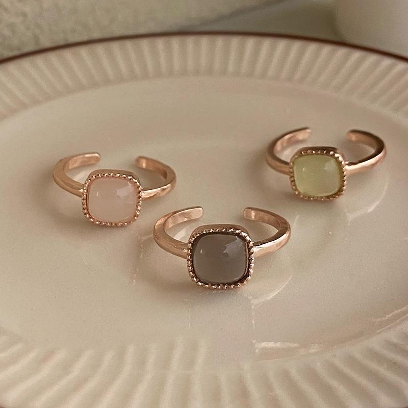 Кольцо для женщин Hetian Jade Square - Фиолетовый старинный стиль Кольцо для отказа от курения