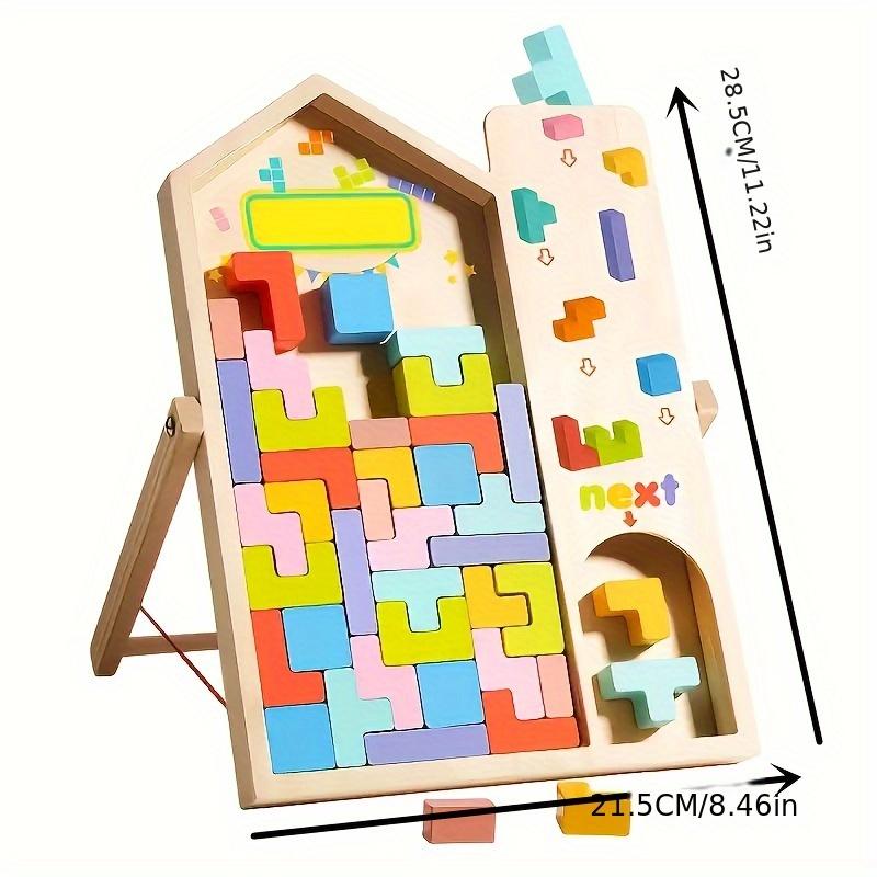 3D Wooden Puzzle Blocks for Kids, DIY Educational Brain Teaser Toy, Colorful Interlocking Building Blocks, Creative Play, Perfect for Christmas Gifts