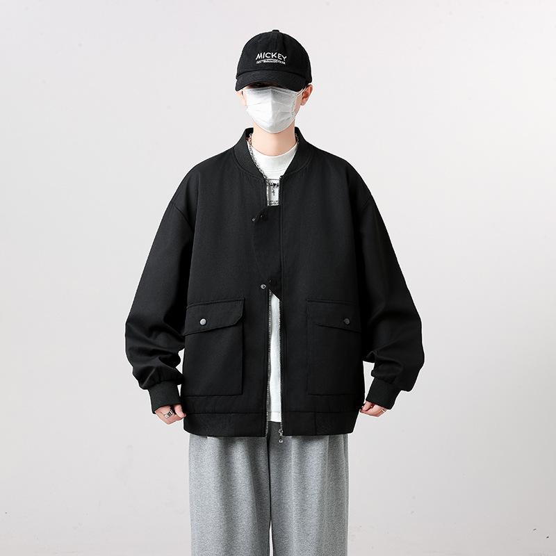 American Baseball Jacket Men's Spring and Autumn High-end Ruffian Handsome Top Japanese Retro Hong Kong Style Casual Tooling Jacket