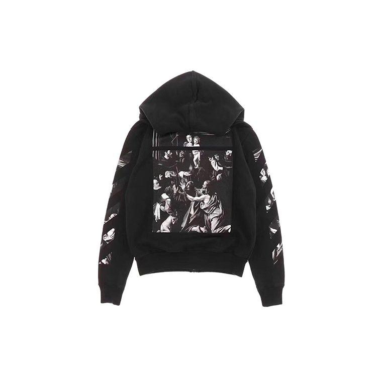 OFF WHITE Толстовка с капюшоном и молнией Caravaggio Square Slim OMBE001S20E300051088