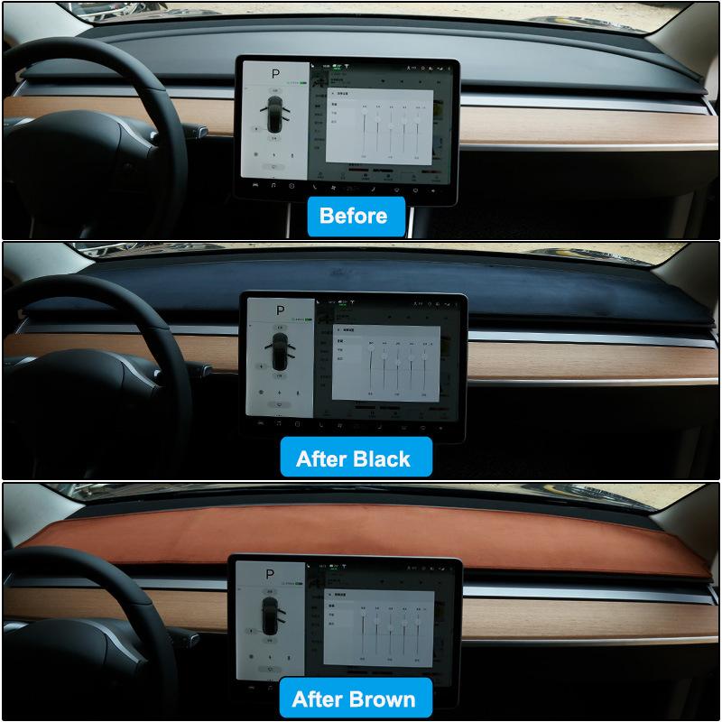 Top Flannel Dashboard Cover Pad For Tesla Model 3 Y Sunshade Protector Anti-UV Dash Mat Sun-shading Non-slip Car