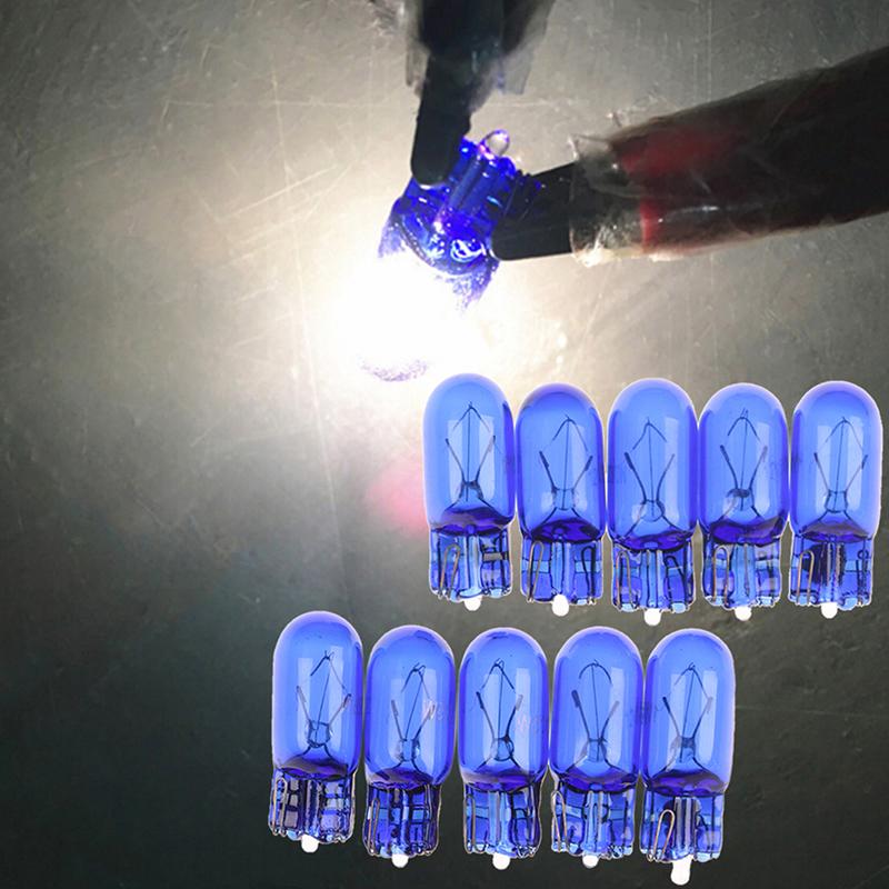 10Pcs T10 W5W 168 Halogen Car Bulbs 12V 5W 6000K Xenon White Instrument Light Reading Light Clearance Signal Lamp Bulbs 7