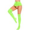 Womens Glossy Ruffled Miniskirt Pool Party Beach Bikini Bottoms Cover Ups with Thigh High Stockings
