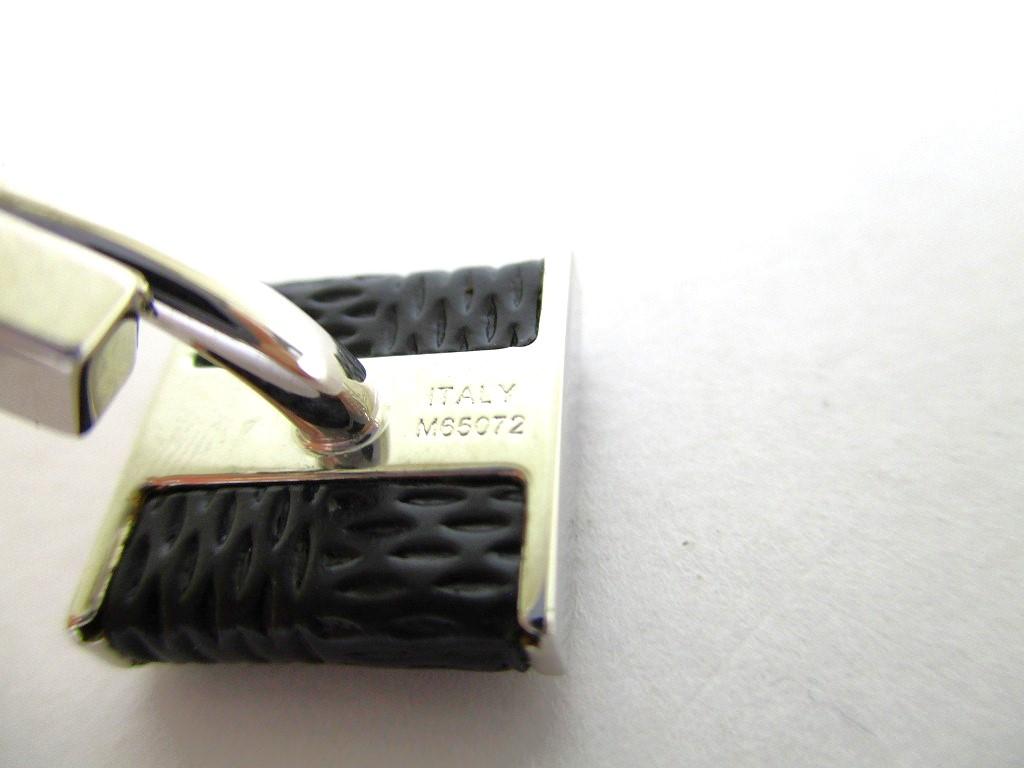 Authentic LOUIS VUITTON Damier Graphite Steel Black Leather Cufflinks Cuffs #9686 Seller refurbished