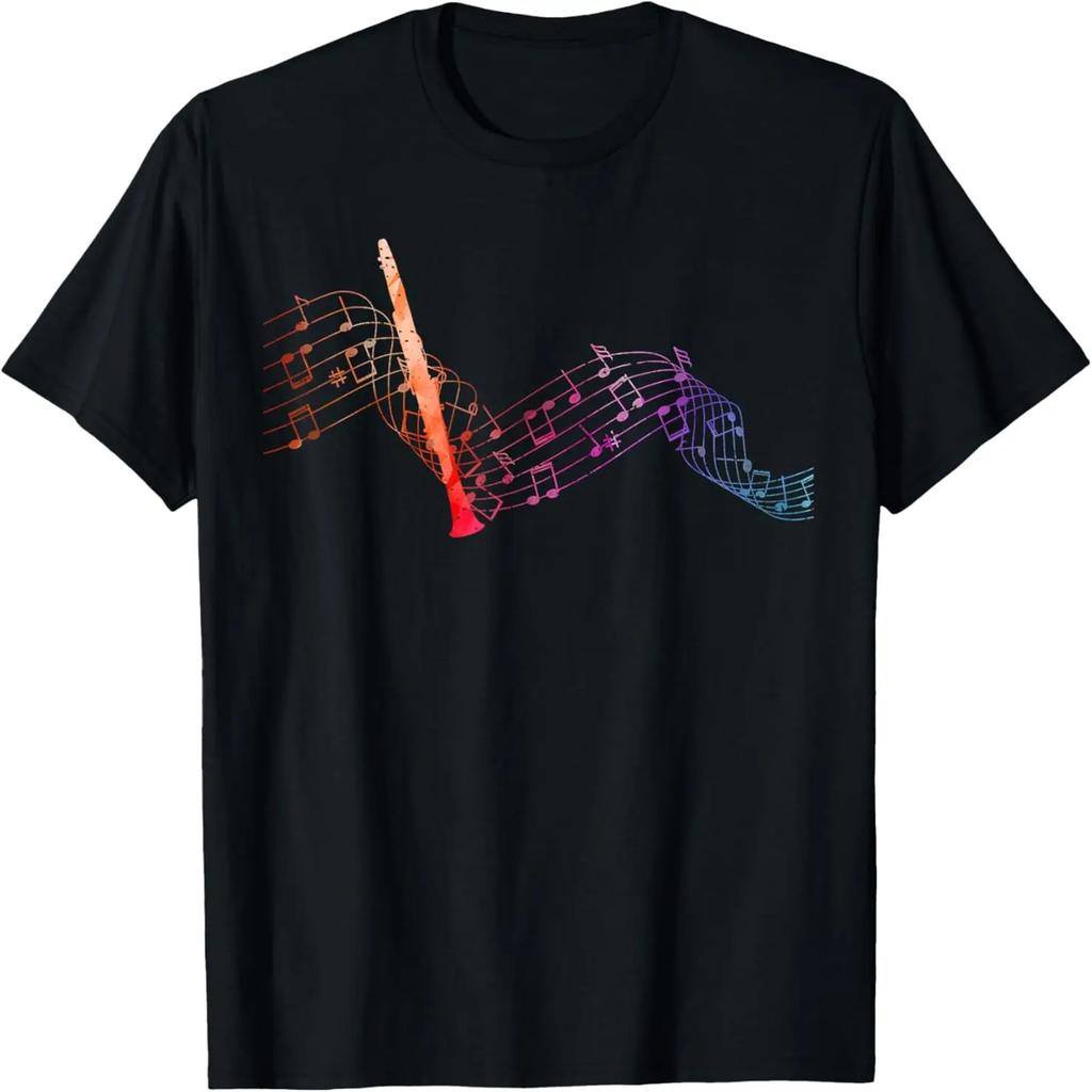 Colorful Clarinet On Music Sheet for Clarinetist T-Shirt