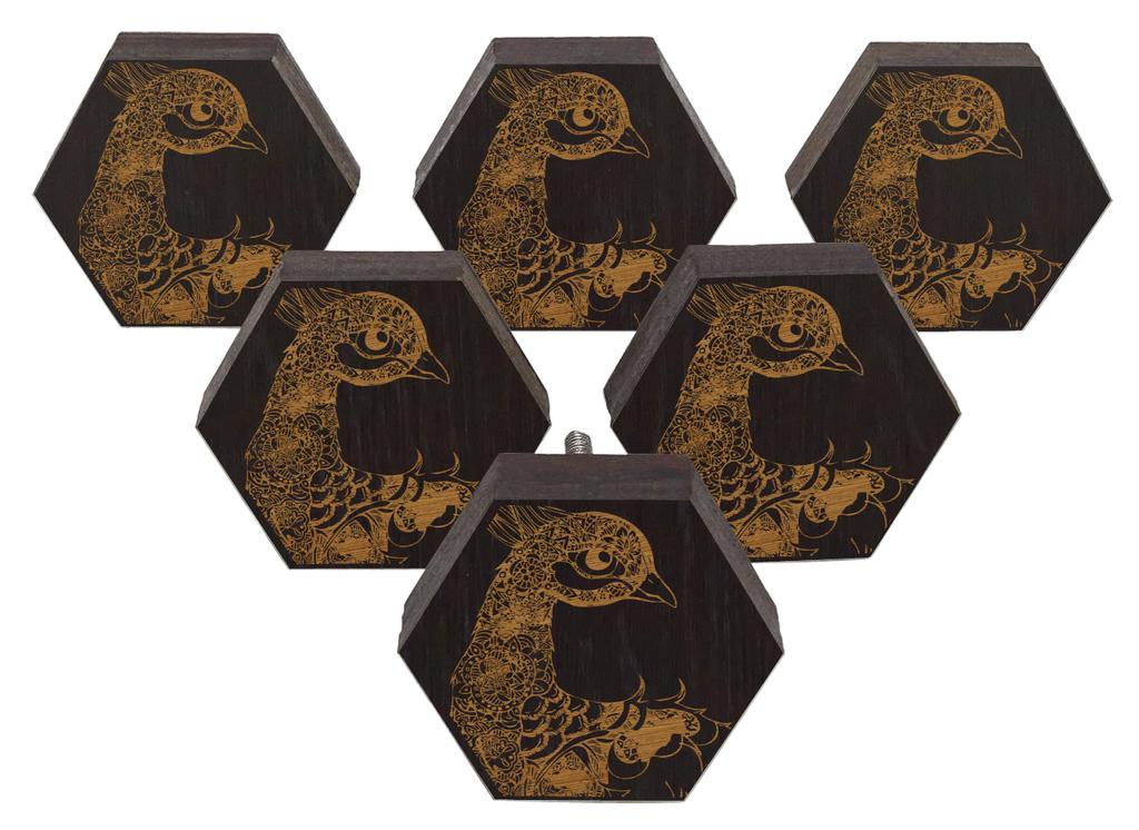 IBA Indianbeautifulart Brown Engraved Knobs 10 Pc Furniture Wooden Scallop Knobs Rustic Drawer