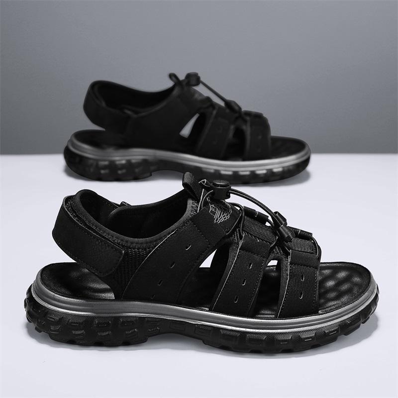 Мода 2024 года, новые сандалии ручной работы, мужские дышащие летние туфли, мужские сандалии для отдыха на открытом воздухе, противоскользящие пляжные сандалии, полые туфли