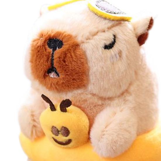 Capybara Doll Pendant Fluffy Capybara Keychain with Swimming Ring Design Cartoon Plush Doll Cute Backpacks Pendant Gift for Kids Friends