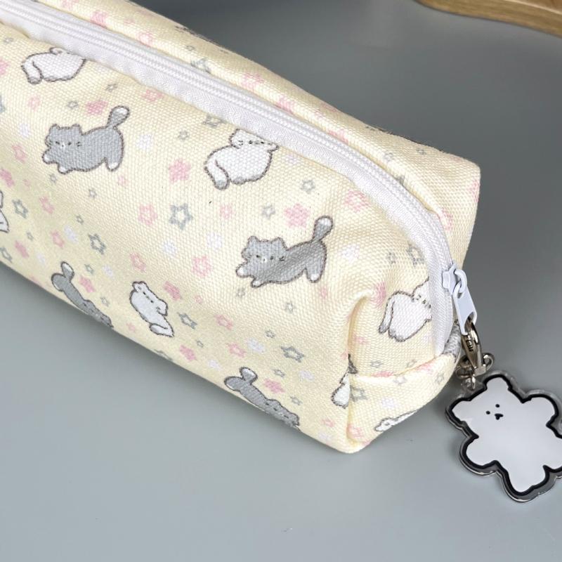 Простой милый мультяшный пенал с рисунком кота, портативный органайзер для канцелярских принадлежностей, сумочка каваи для девочек, школьные принадлежности, сумка для хранения косметики