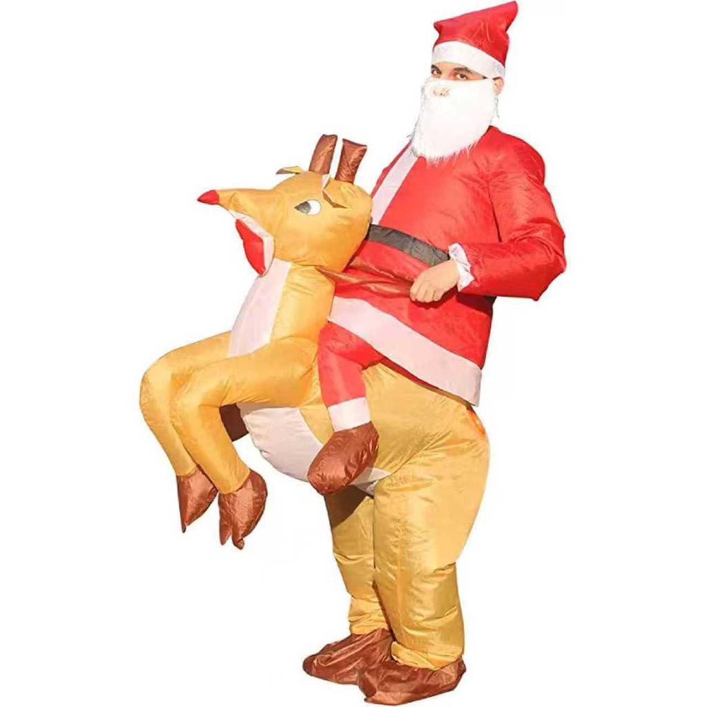 Inflatable Christmas Costume: Santa Claus Riding Reindeer Suit