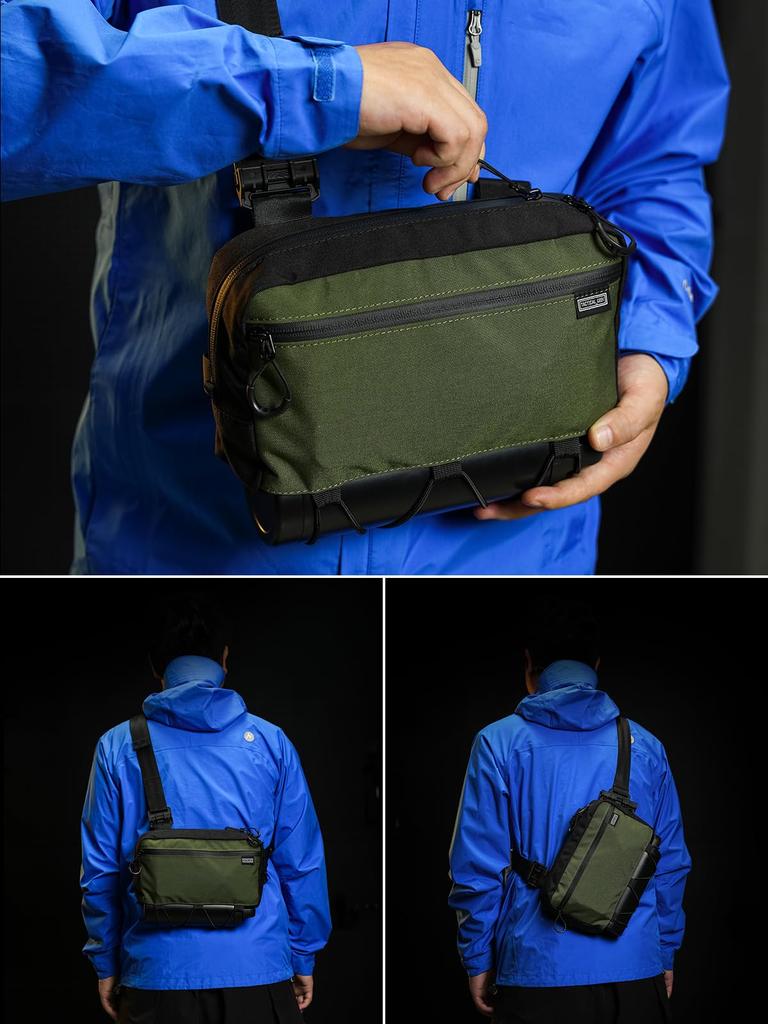 Кэш L4 EDC Ремень Легкий Кроссбоди На плечо Для Отдыха Спорт на открытом воздухе [TACTICAL_GEEK] Сумка, Сумка, Сумка, Путешествия, Пеший туризм, (Черный зеленый)