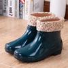 Water shoes low tube rain shoes women's fashion women's rain boots warm and rainproof removable pvc women's non-slip