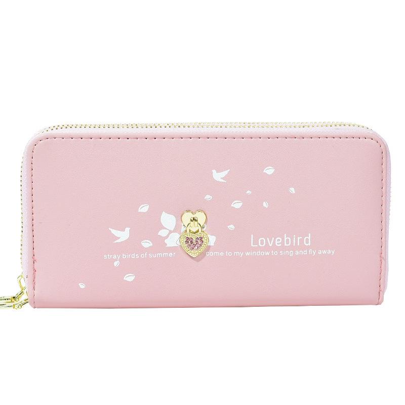 Женский длинный кошелек - двойная молния, большая вместимость с принтом Love, карманный чехол для телефона