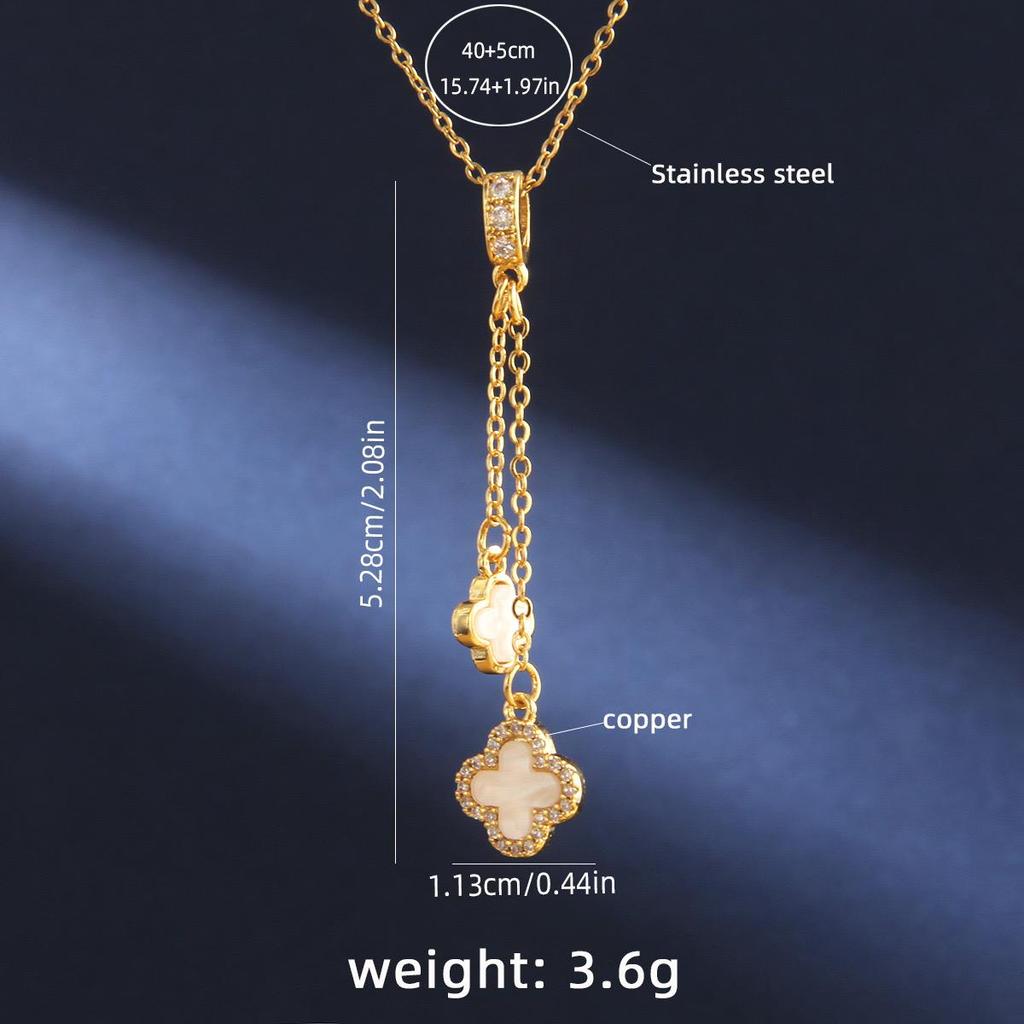 Новое двухстороннее ожерелье с четырьмя листьями травы, женские украшения из титановой стали