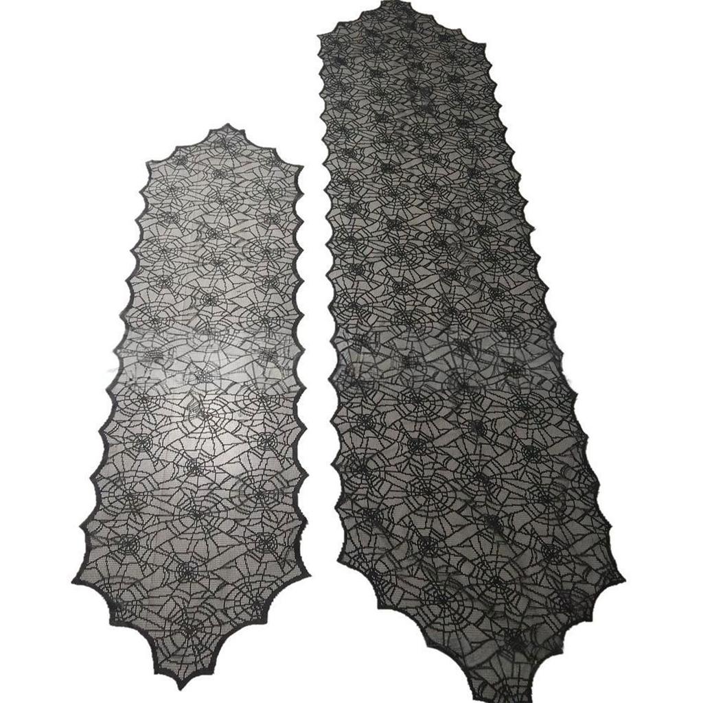 Halloween Black Lace Polyester Tablecloth for Party Decorations Fabric Easy To Cleaning Foldable Designs