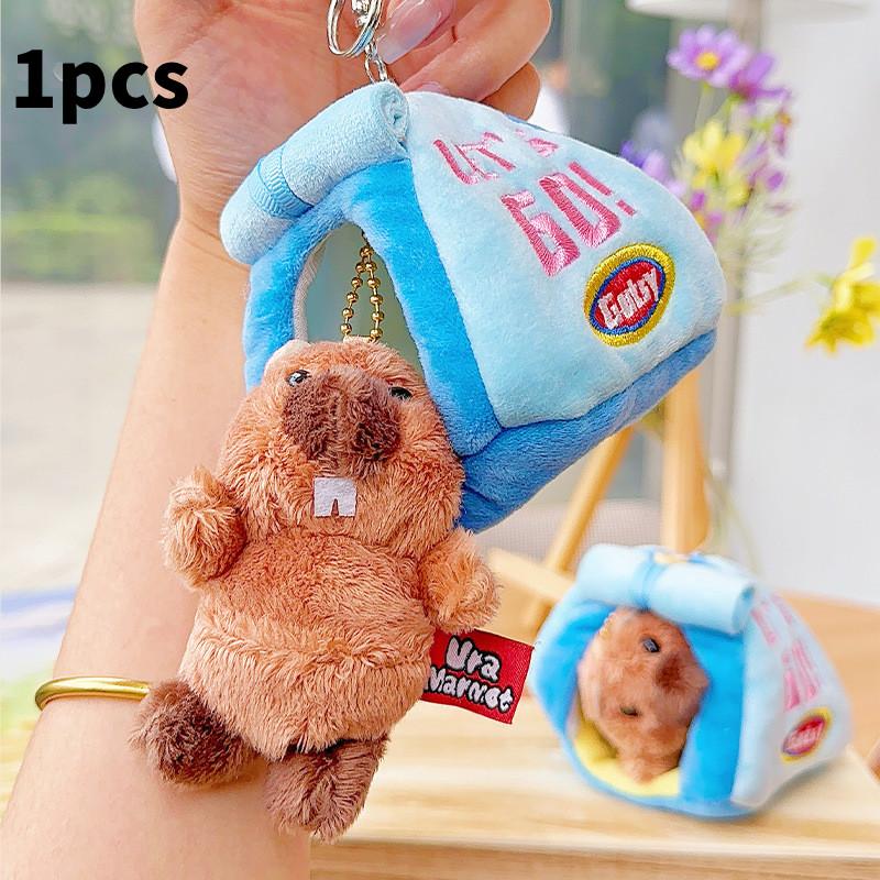 Marmot Plush Keychain Toy Stuffed Doll Backpack Pendant Decoration Gift Kids