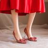 Fashion Women's Rhinestone Wedding Shoes New Year's Shoes Luxury Buckle Decoration Banquet Women's Shoes High Heels
