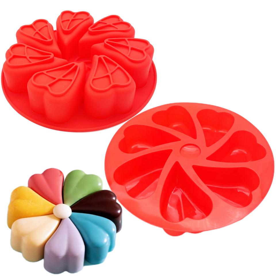 Scone Cake Baking Pan Flower Heart Chocolate Silicone Mold Candy Moulds Dessert Cheesecake Truffle Caramels Jelly Brown