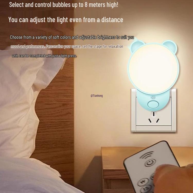 Smart Voice-Controlled Eye-Protecting Night Light with Remote and Wake-Up Feature for Energy-Saving Bedroom Ambiance.