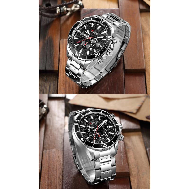 CURREN New Top Men's Watch Steel Band Casual Watch Small Dial Quartz Calendar Six Hand Watch