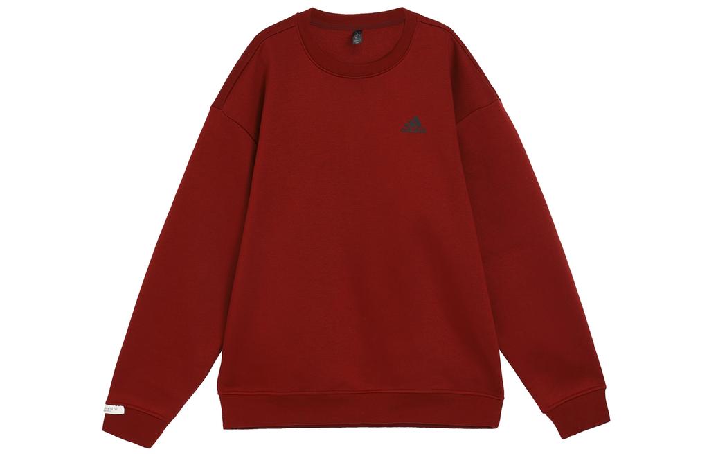 adidas LABEL Свитшот с круглым вырезом, удобный, повседневный, для пары, с флисовой подкладкой, с длинным рукавом, унисекс, красный JM9095