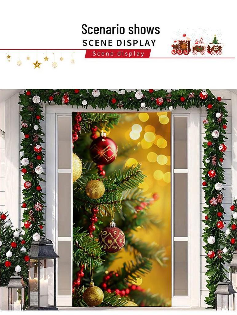 Рождественский гобелен на дверь из эластичной ткани - Фон с подарками Санта-Клауса для праздничных вечеринок