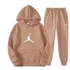 Men Women Hooded Fleece Lined Sweatshirt Set With Kangaroo Pocket Cuffed Pants Winter