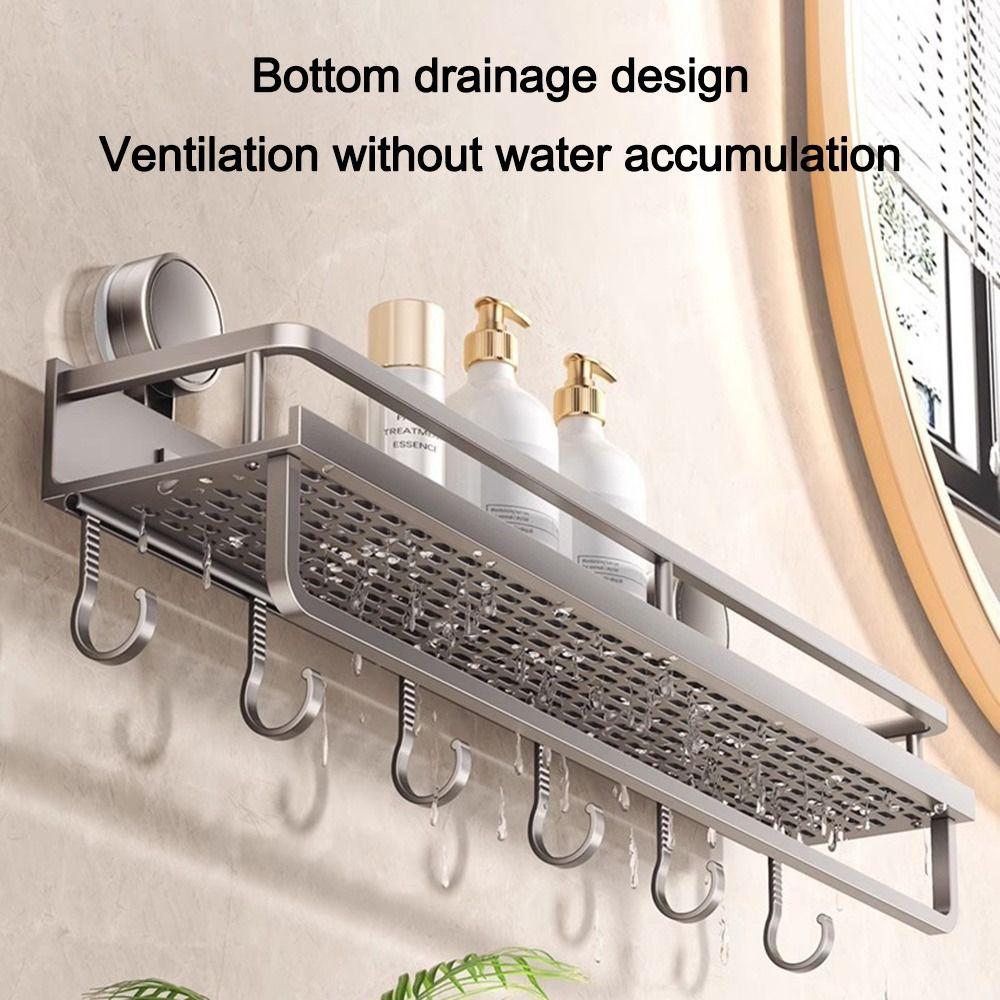 Aluminum Wall Shampoo Holder Suction Cup Shower Organizer Shelf Multifunctional Kitchen Organizer