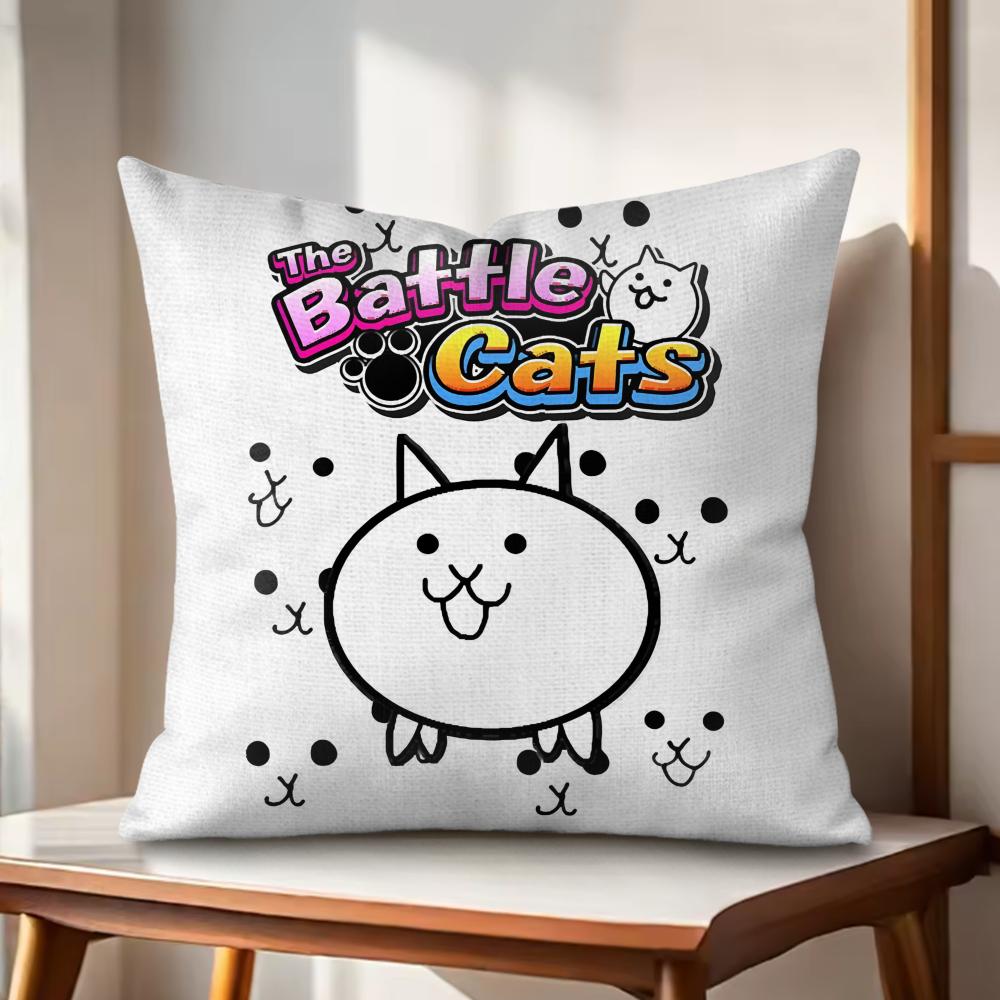 The BBattle Cats Cushion Cover Natural Linen Organic Fabric DoubleSided Printing Couch Pillow Covers Home Decor
