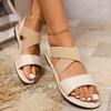 New Cross Elastic Flat Sandals for Women, Roman Style Plus Size Solid Color Fishmouth Shoes
