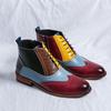 Men's European Style High-Top Oxford Leather Patchwork Lace-Up Ankle Boots