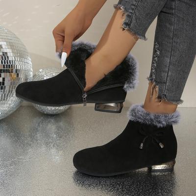 Мода Новые Зимние Женские Сапоги Повседневные Теплые Меховые Сапоги до Середины Икры На Слипонах Круглый Носок Танкетка Снежные Сапоги Большого Размера Удобная Обувь Женская