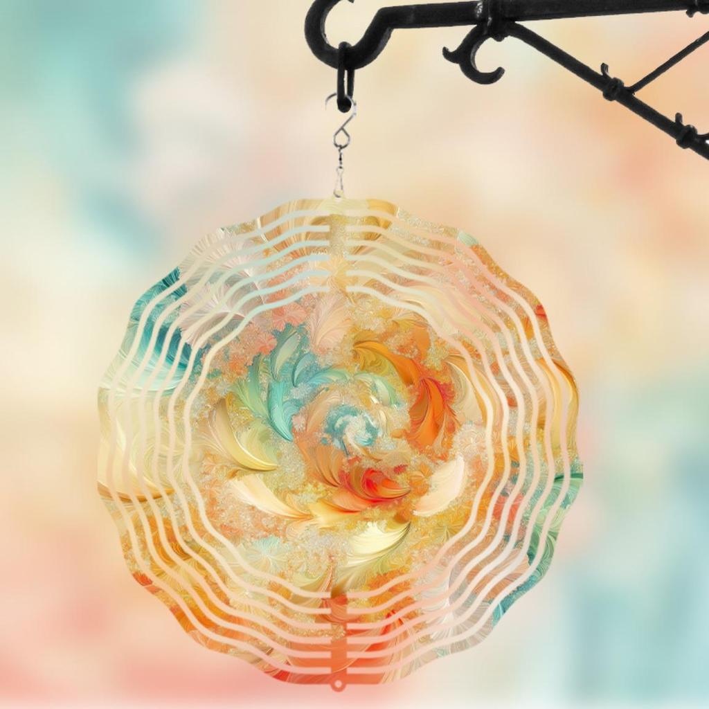 Vibrant Stained Glass Wind Chime with 360 Rotation Colorful Outdoor Decor for Garden Balcony Creative Gift Idea Hanging Ornament