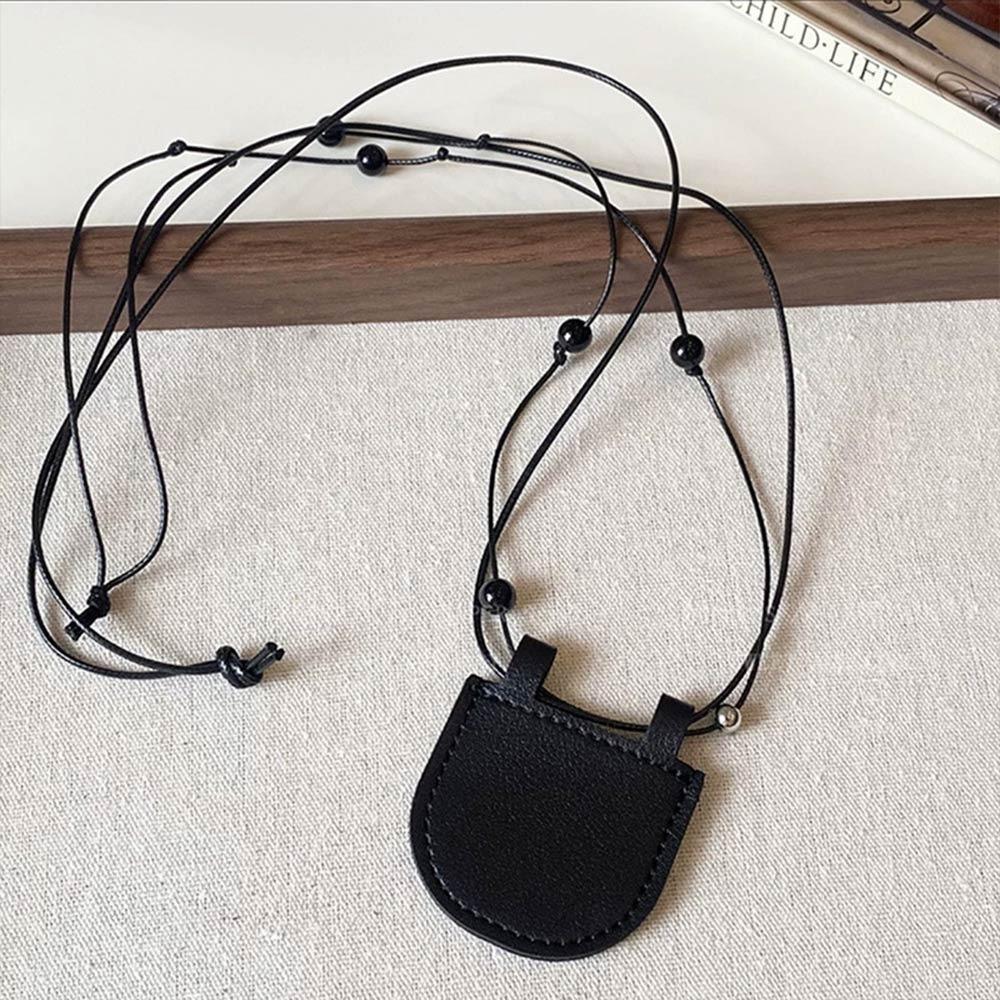 Adjustable Chain Suede Bag Necklace PU Sweater Chain Necklace Creative Gift Mini Necklace