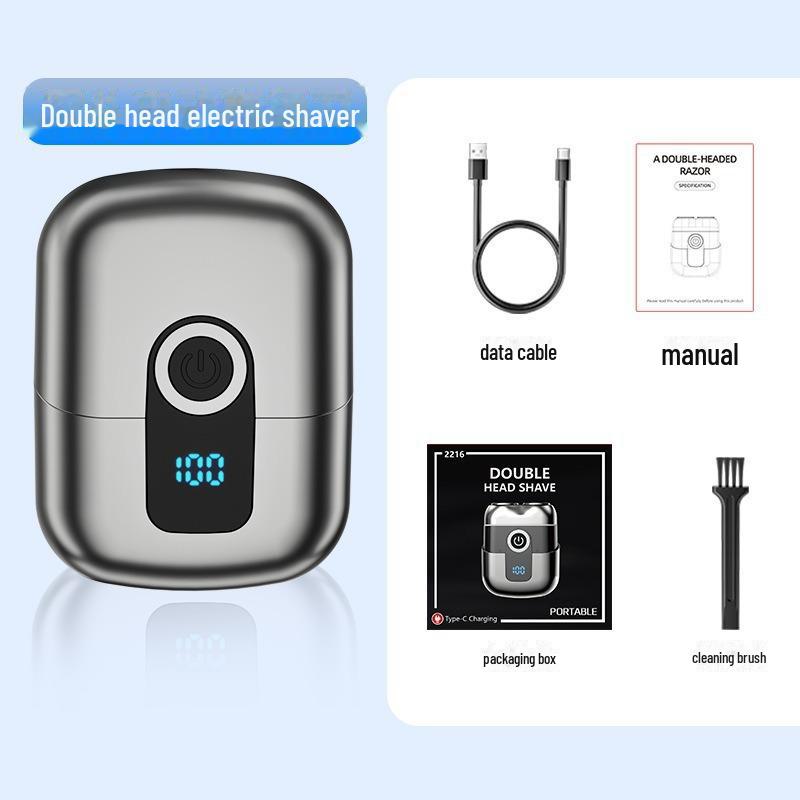 Двухголовочная аккумуляторная мужская портативная электробритва