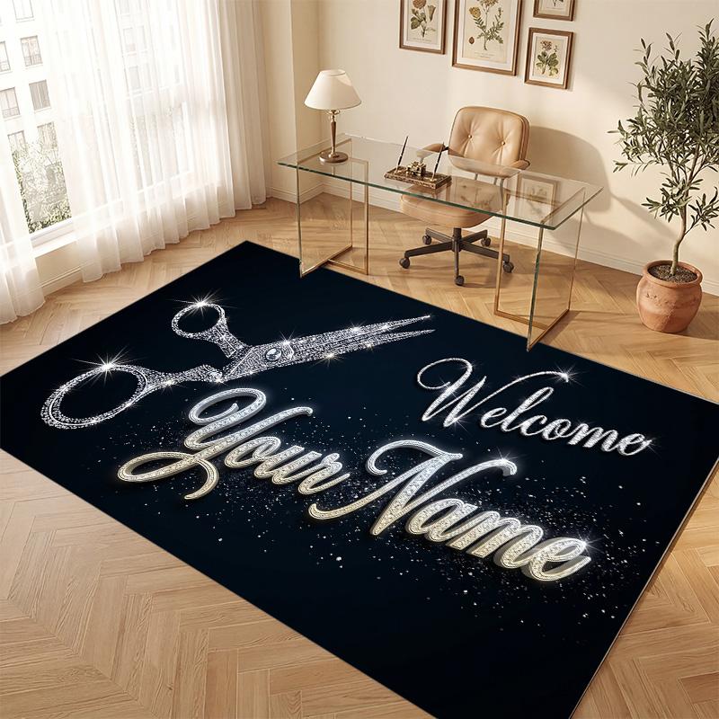 Other Similar Designs Theme Soft Crystal Velvet Rug Custom Name & Text Print Non Slip Floor Rug for Bedroom Living Room