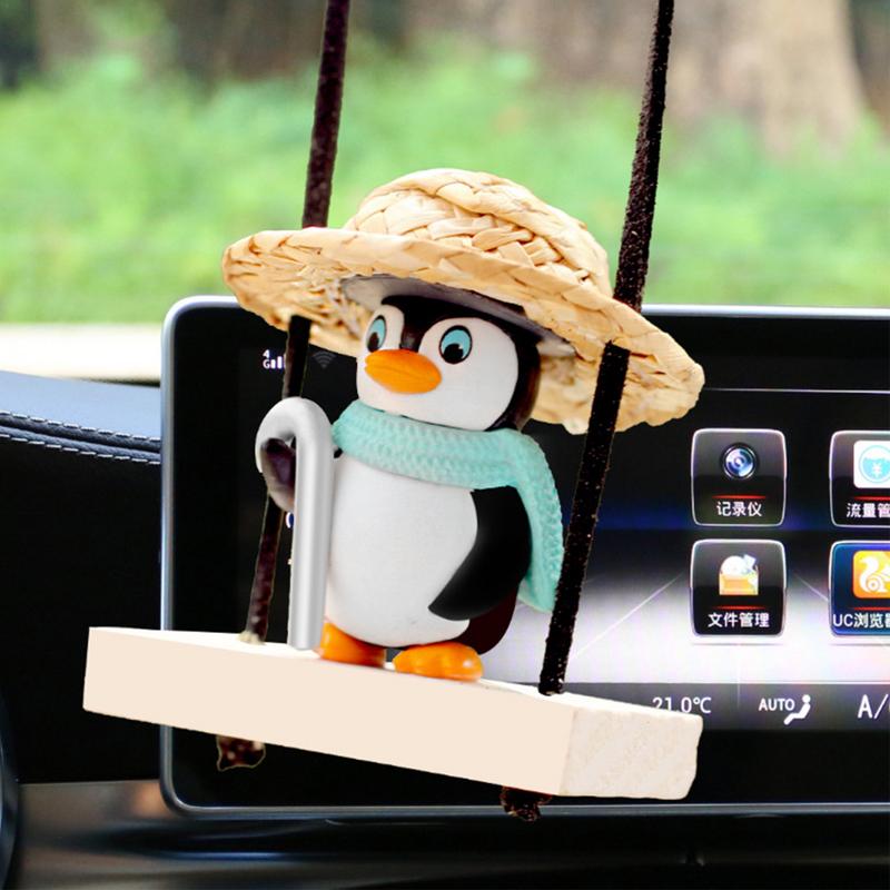 Автомобильный качающийся орнамент милый пингвин на качелях украшение для заднего зеркала автомобиля милый шарм автомобильный подвесной орнамент декор интерьера