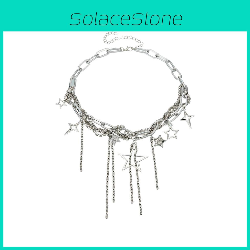 Fashionable And Heart Star Shaped Necklace For Women Shimmering Charm Rhinestone