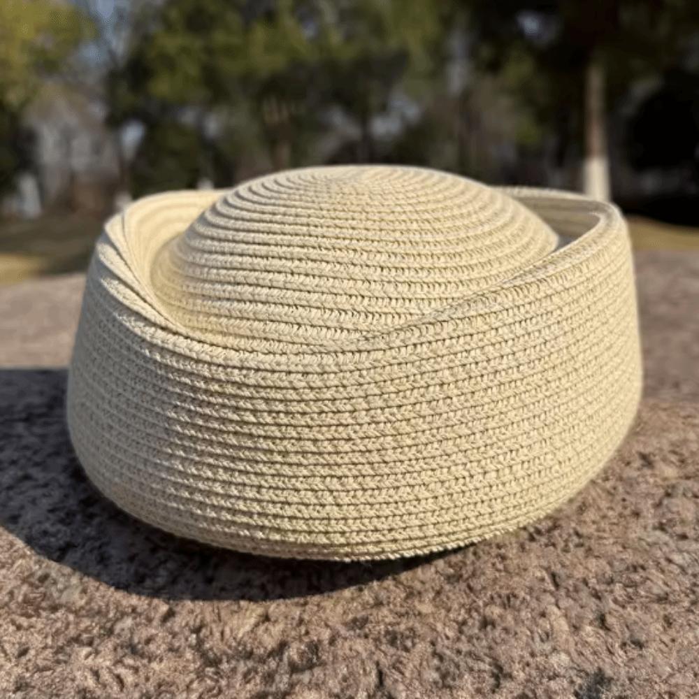 Elegant Flight Attendant Hat Teardrop Vintage Sun Hat Fashion Straw Beret Hat Cocktail Event