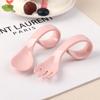 Curved Antislip Utensils Solid Color Infant Training Twist Fork Spoon Suit 2Pcs/Set Baby