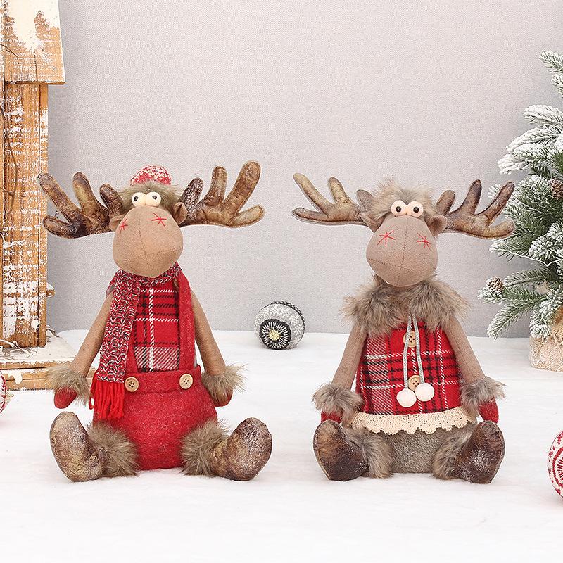 Large Christmas Reindeer Plush Doll Table Ornament Holiday Party Gift Home Decor