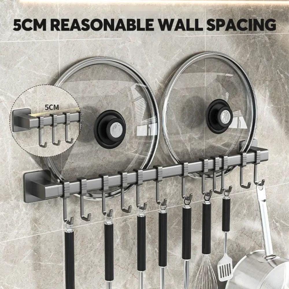Adjustable Kitchen Hook Wall Mounted Hanging Rod New Storage Rack Kitchen Utensils